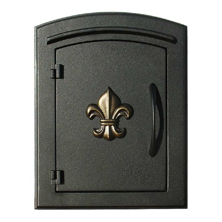 QUALARC Column Mount Mailbox w/"Decorative Fleur De Lis Logo", Black MAN-1402-BL